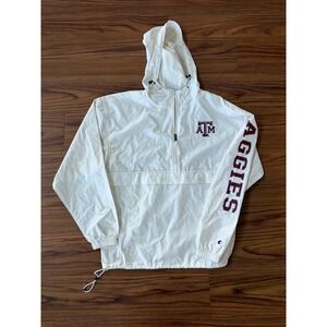 Champion Texas A&M Aggies Mens White Quarter Zip Windbreaker Jacket Medium TAMU
